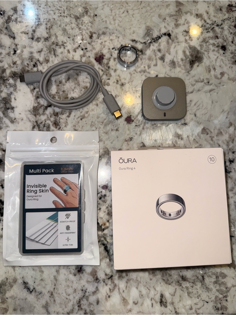 Oura Ring (Silver) with Charging Dock and USB-C Cable